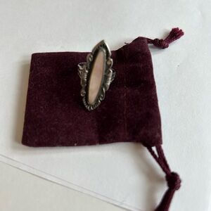 Silver and White Vintage Ring with Intricate Design